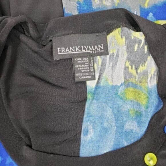 Frank Lyman Tunic Top Shark Bite Hem Round Neck Size 2 Made in Canada - Picture 7 of 13